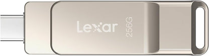 Lexar D40E 256GB Dual USB 3.2 Gen 1 Type-C Jump Drive, USB-C Flash Metal Housing Swivel Design Thumb Drive(Champagne Silver)