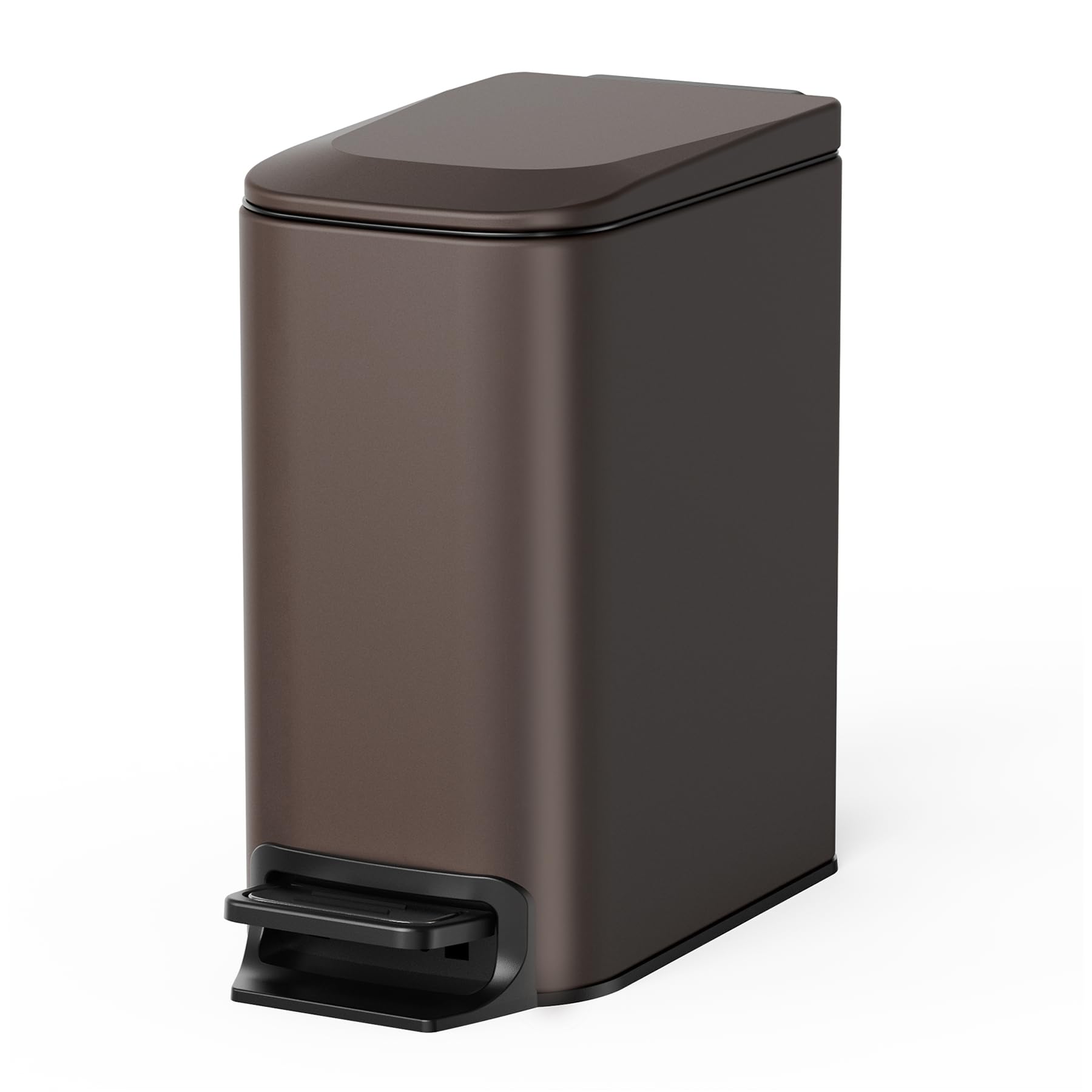 Cesun Small Bathroom Trash Can with Lid Soft Close, Step Pedal, 6 Liter / 1.6 Gallon Stainless Steel Garbage Can with Removable Inner Bucket, Anti-Fingerprint Finish (Matt Black)