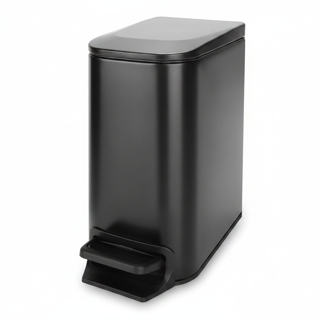 Cesun Small Bathroom Trash Can with Lid Soft Close, Step Pedal, 6 Liter / 1.6 Gallon Stainless Steel Garbage Can with Removable Inner Bucket, Anti-Fingerprint Finish (Matt Black)