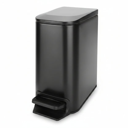 Cesun Small Bathroom Trash Can with Lid Soft Close, Step Pedal, 6 Liter / 1.6 Gallon Stainless Steel Garbage Can with Removable Inner Bucket, Anti-Fingerprint Finish (Matt Black)