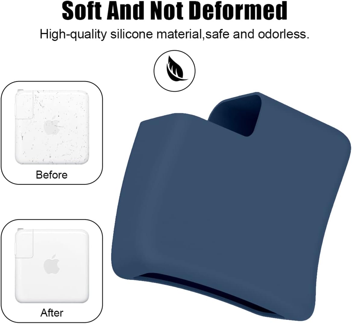Soft Silicone 140W Charger Protector Case Sleeve for 2026 MacBook Pro 16 inch A3428 A3429 A3186 A3403 A2991 A2780 A2485 M5 M4 M3 M2 M1 Chip 2024-2021, 140W Power Adapter Cover, Navy Blue