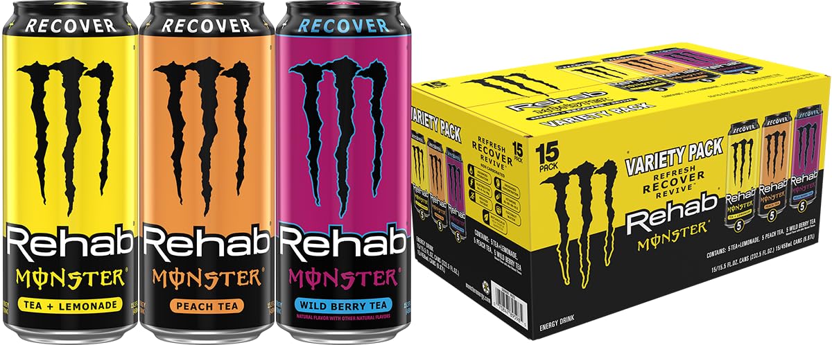 Monster Rehab Tea + Lemonade + Energy, Energy Drink 15.5 Ounce | Energy Iced Tea