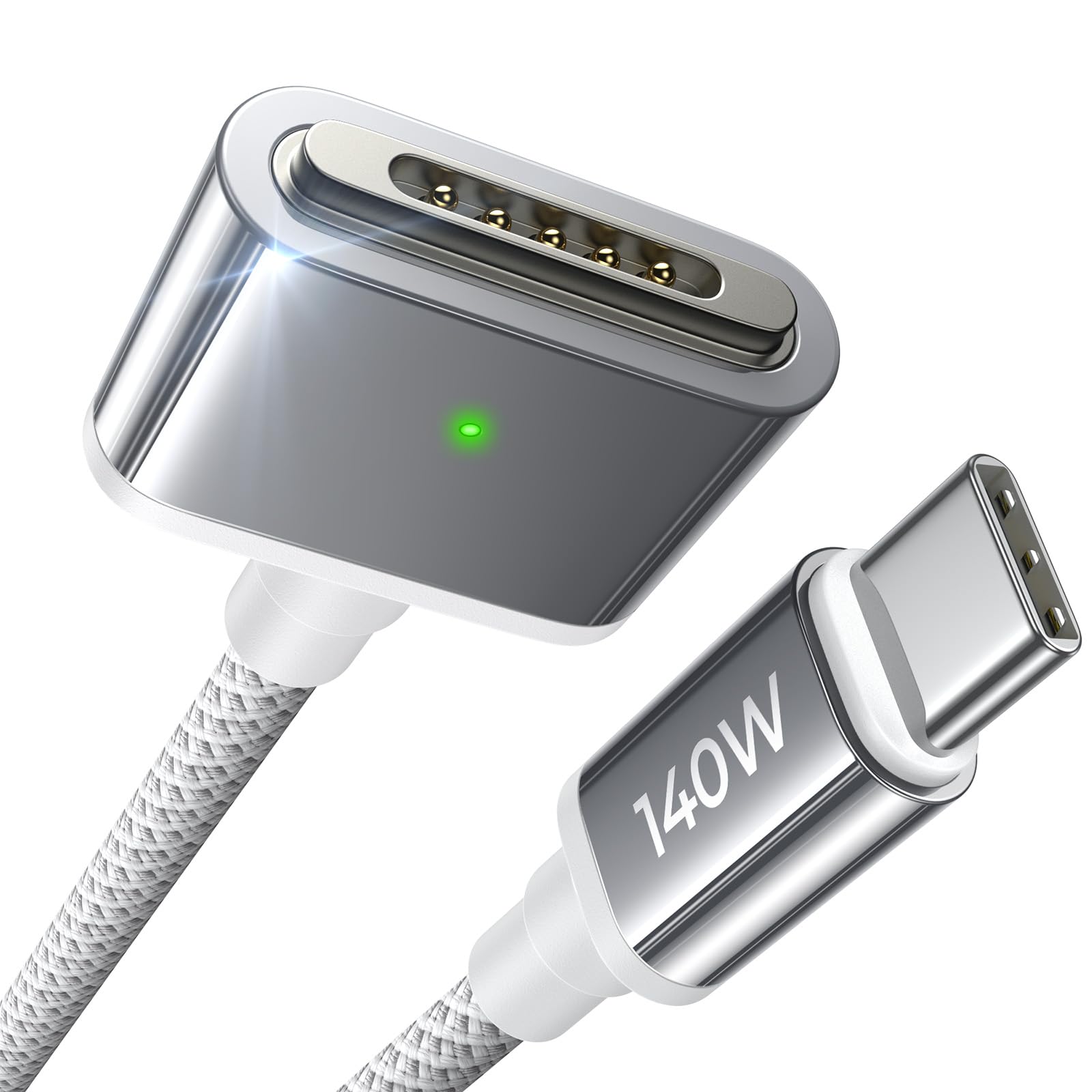 LISEN MacBook Charger USB-C to Magnetic 3 Cable (6.6FT) for M4/M3/M2 MacBook Pro Air M5 Charger, 140W Magnetic Safe 3 Cable Computer Laptop Cord for Pro (16"/14" 2026-2021) Air (15''/13'' 2026-2022)