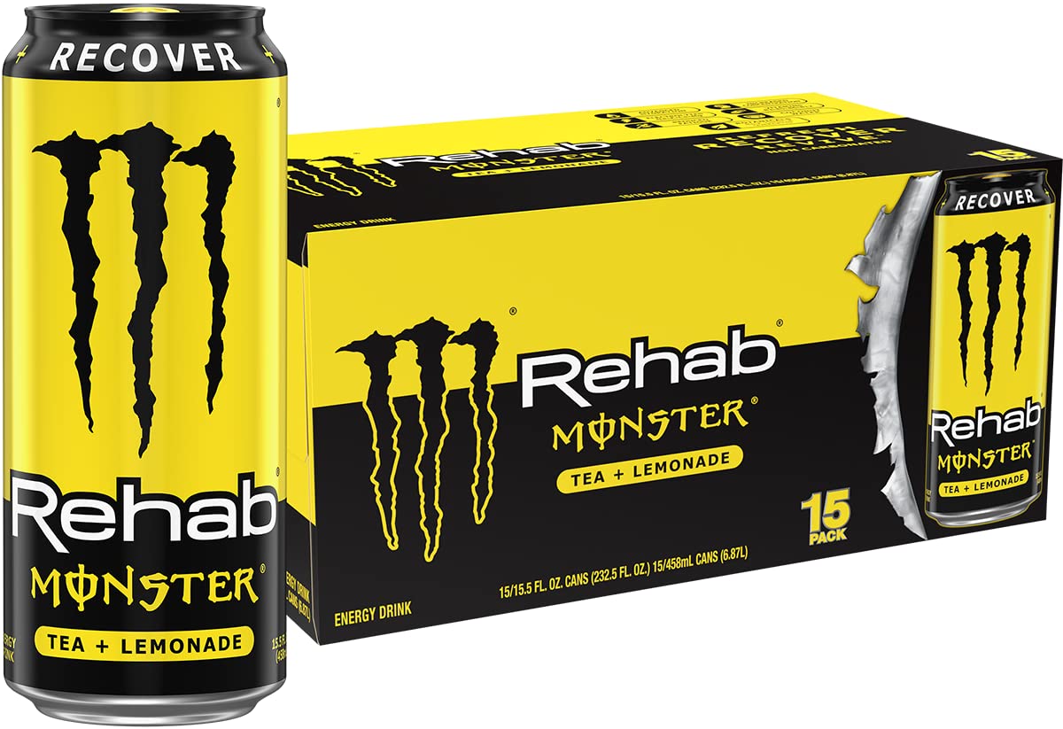 Monster Rehab Tea + Lemonade + Energy, Energy Drink 15.5 Ounce | Energy Iced Tea