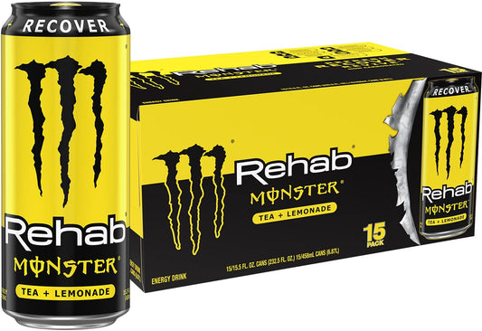 Monster Rehab Tea + Lemonade + Energy, Energy Drink 15.5 Ounce | Energy Iced Tea