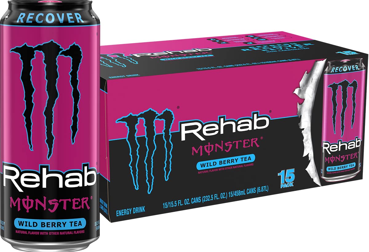 Monster Rehab Tea + Lemonade + Energy, Energy Drink 15.5 Ounce | Energy Iced Tea