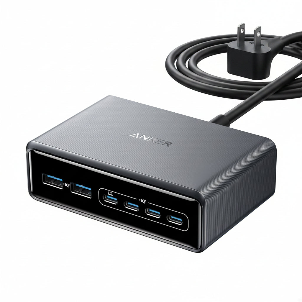 Anker Prime Charging Station, 200W 6-Port GaN Desktop Charger, Fast Charging USB C Charger for Multiple Devices, Compatible with iPhone, Galaxy, MacBook, Dell and More