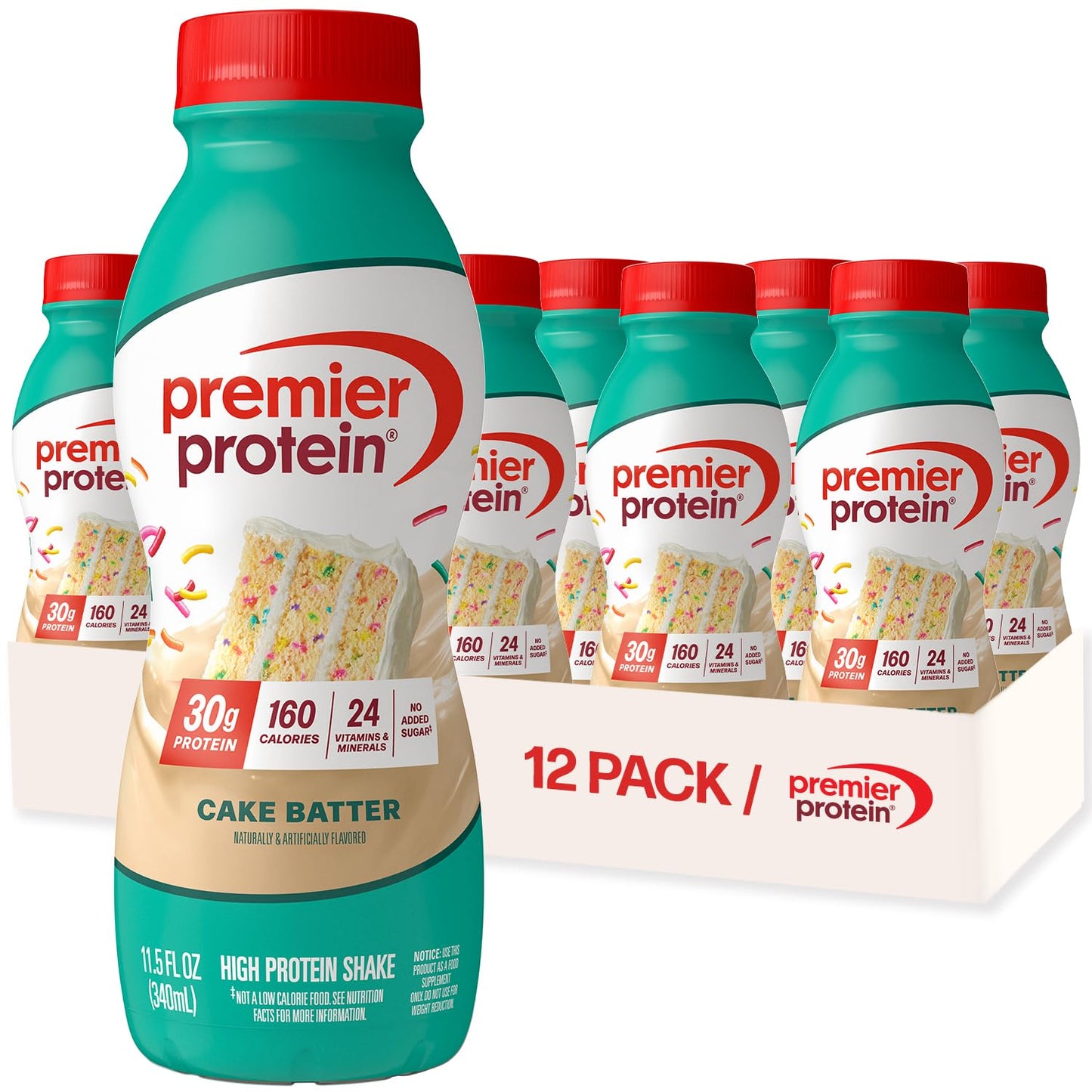 Premier Protein Shake, Chocolate, 30g Protein, No Added Sugar, 24 Vitamins & Minerals to Support Immune Health, 11.5 fl oz, 12 Pack