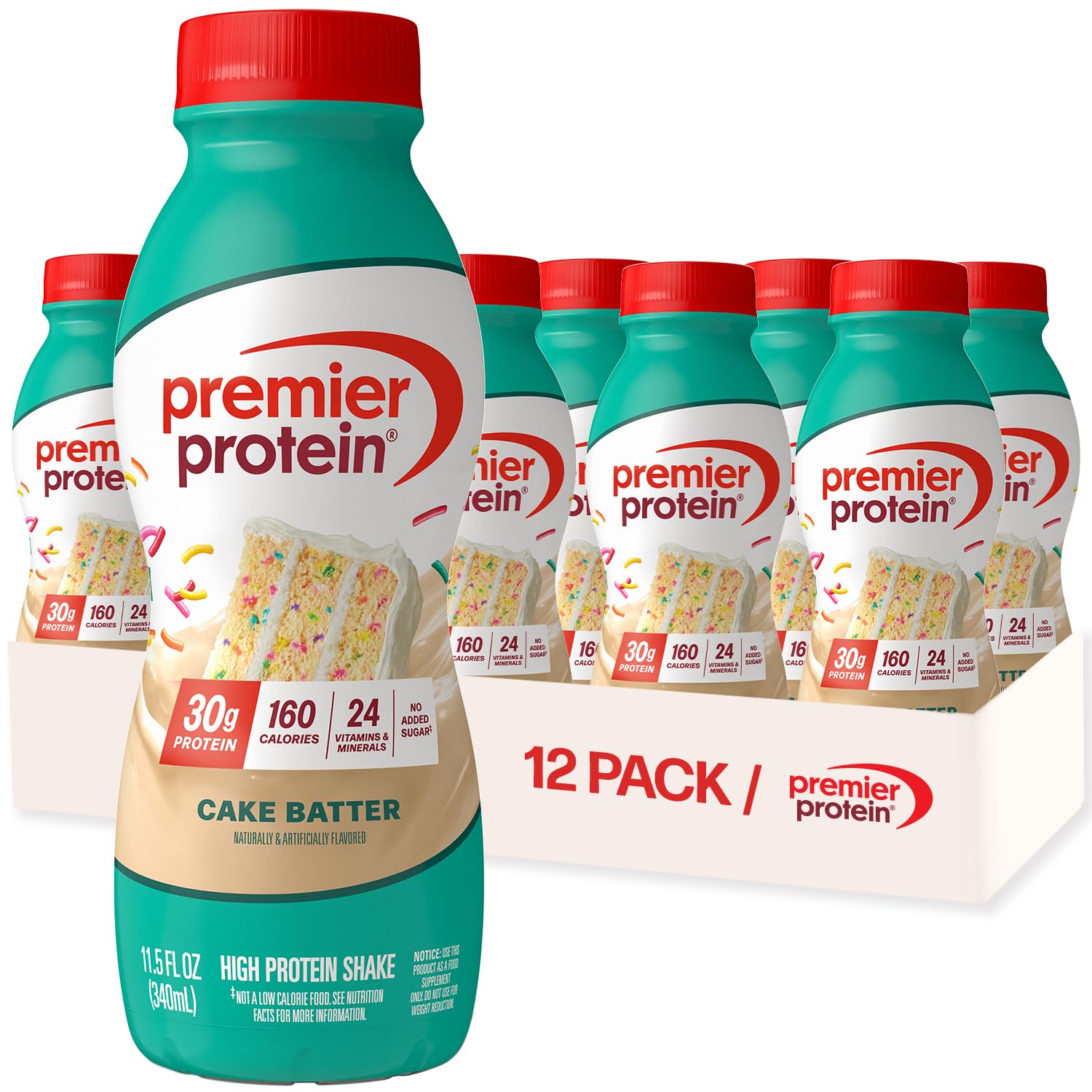 Premier Protein Shake, Chocolate, 30g Protein, No Added Sugar, 24 Vitamins & Minerals to Support Immune Health, 11.5 fl oz, 12 Pack