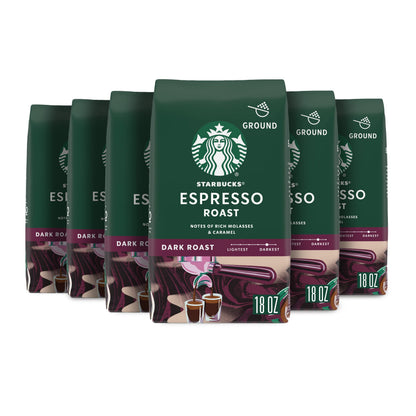 Starbucks Ground Coffee, Dark Roast Hot or Iced Coffee, Italian Roast, Six 18 oz Bags​