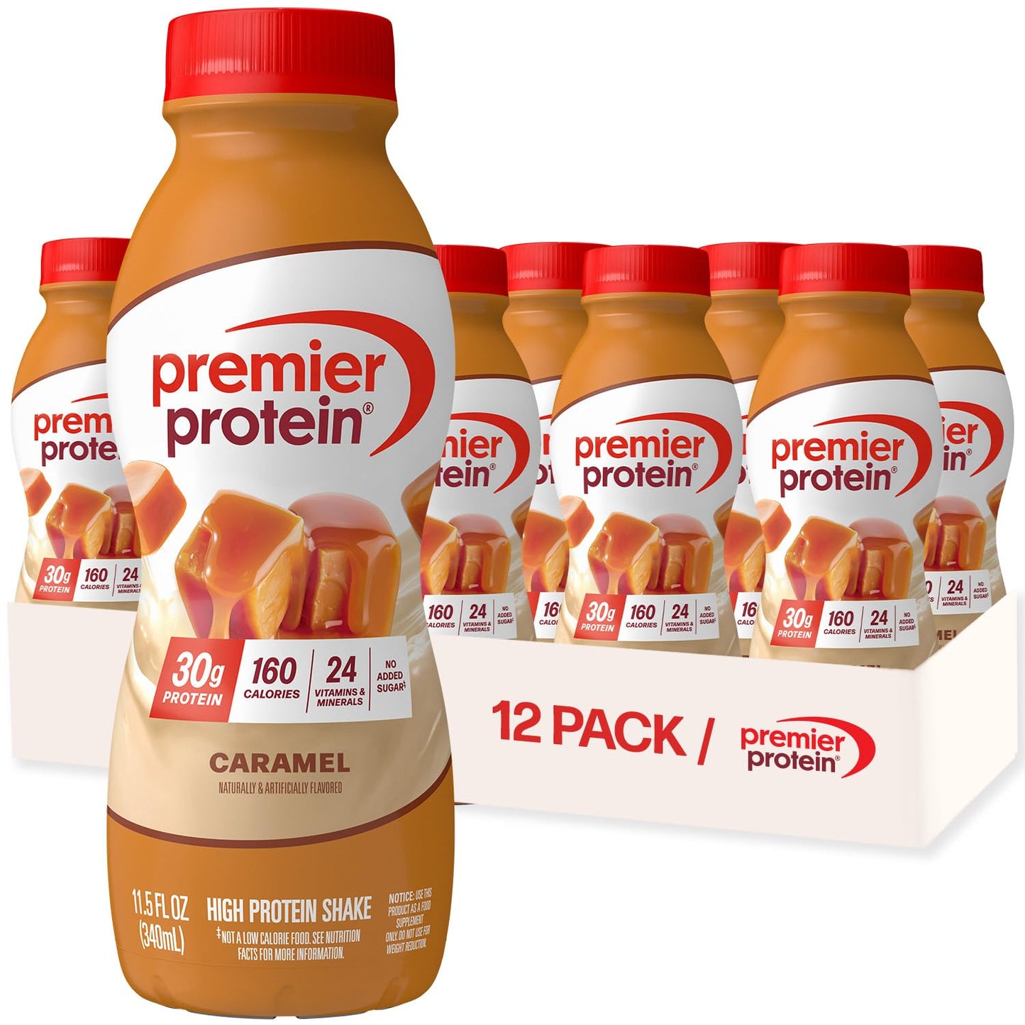 Premier Protein Shake, Chocolate, 30g Protein, No Added Sugar, 24 Vitamins & Minerals to Support Immune Health, 11.5 fl oz, 12 Pack