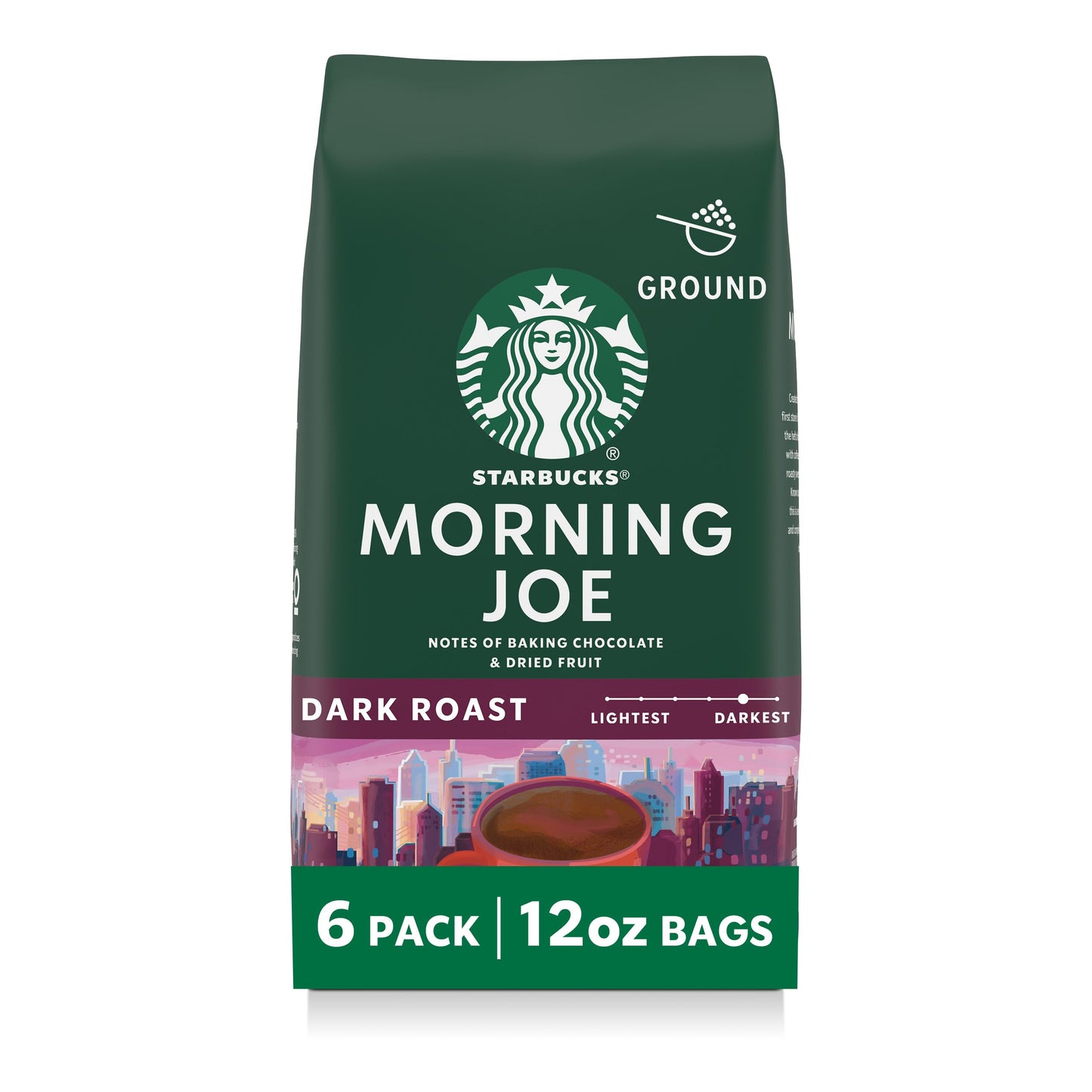 Starbucks Ground Coffee, Dark Roast Hot or Iced Coffee, Italian Roast, Six 18 oz Bags​