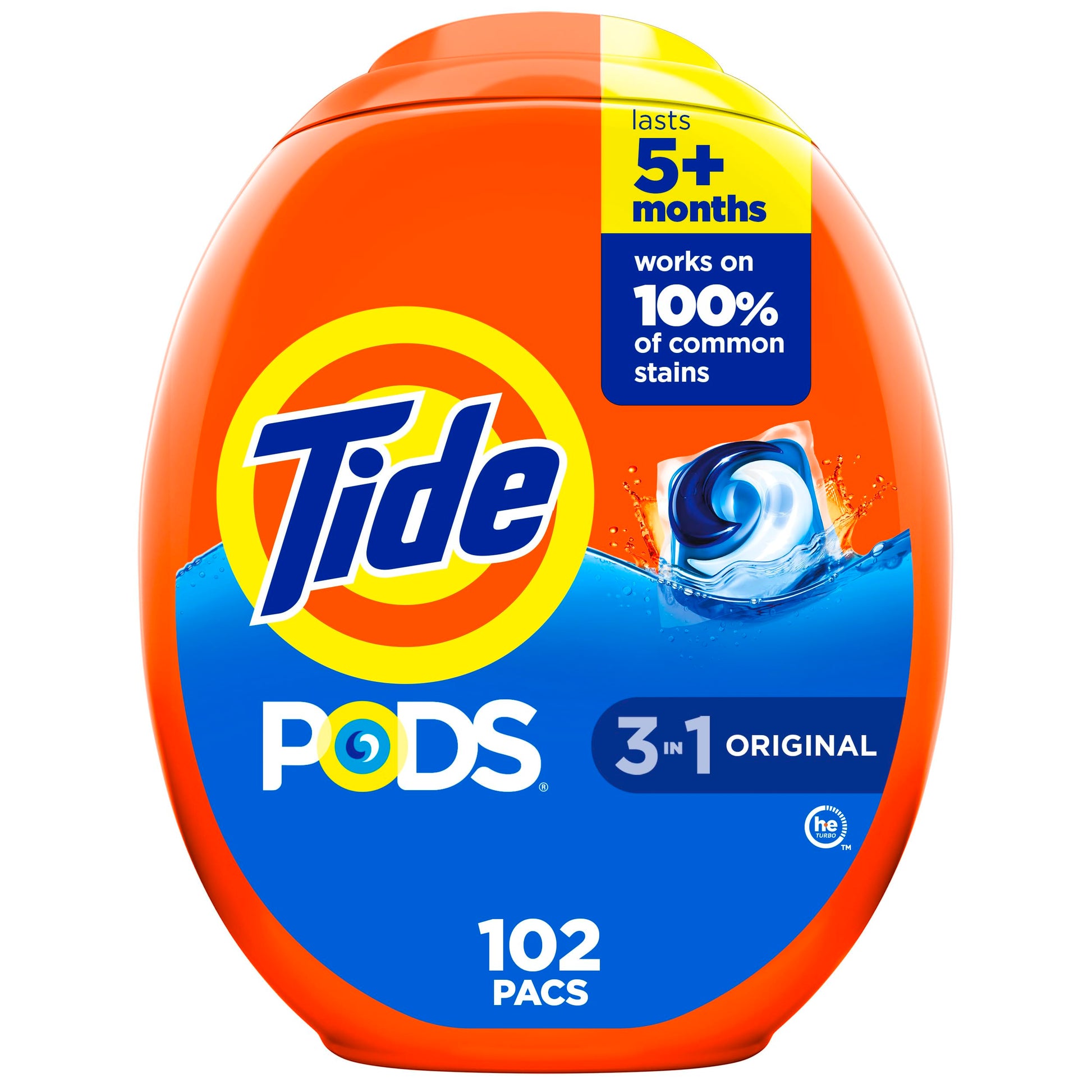 Tide PODS laundry detergent pacs, 3-in-1 Stain Remover, Odor Fighter, Color Protector, 112 Count, HE compatible, Spring Meadow Scent