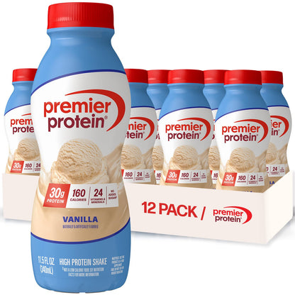 Premier Protein Shake, Chocolate, 30g Protein, No Added Sugar, 24 Vitamins & Minerals to Support Immune Health, 11.5 fl oz, 12 Pack