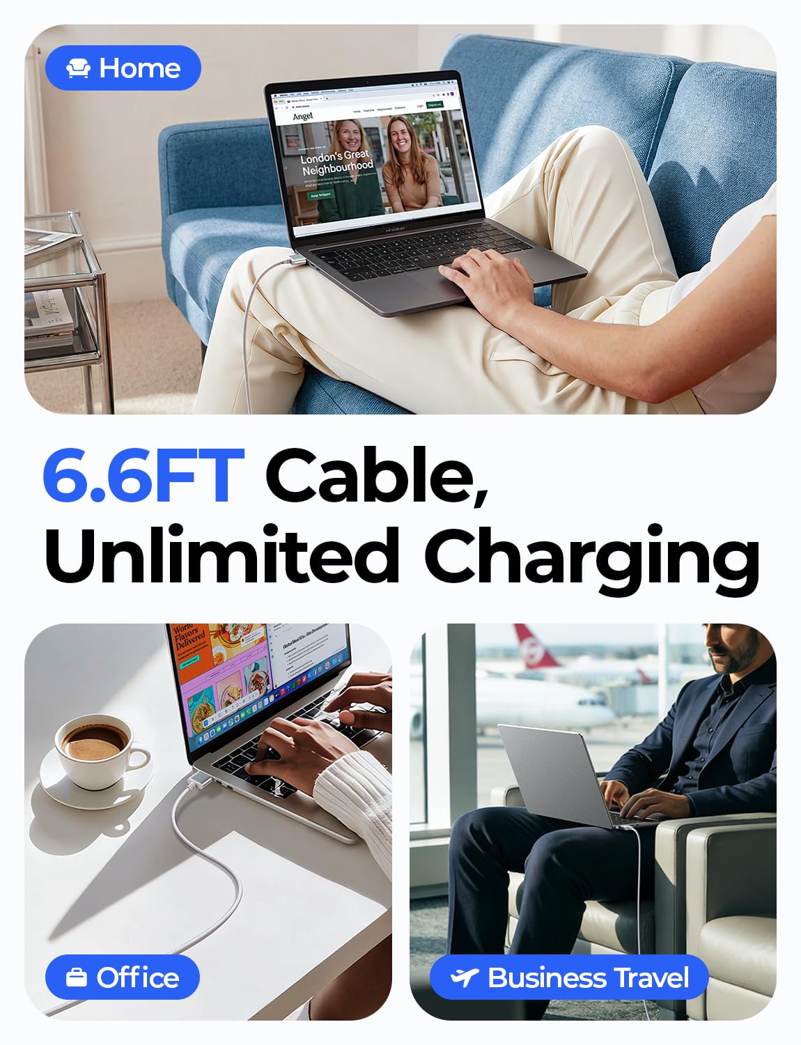 LISEN MacBook Charger USB-C to Magnetic 3 Cable (6.6FT) for M4/M3/M2 MacBook Pro Air M5 Charger, 140W Magnetic Safe 3 Cable Computer Laptop Cord for Pro (16"/14" 2026-2021) Air (15''/13'' 2026-2022)
