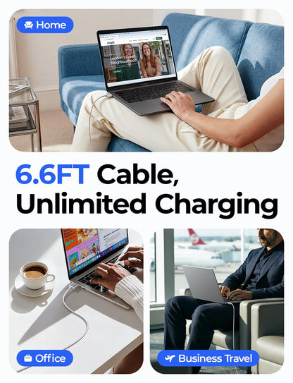 LISEN MacBook Charger USB-C to Magnetic 3 Cable (6.6FT) for M4/M3/M2 MacBook Pro Air M5 Charger, 140W Magnetic Safe 3 Cable Computer Laptop Cord for Pro (16"/14" 2026-2021) Air (15''/13'' 2026-2022)