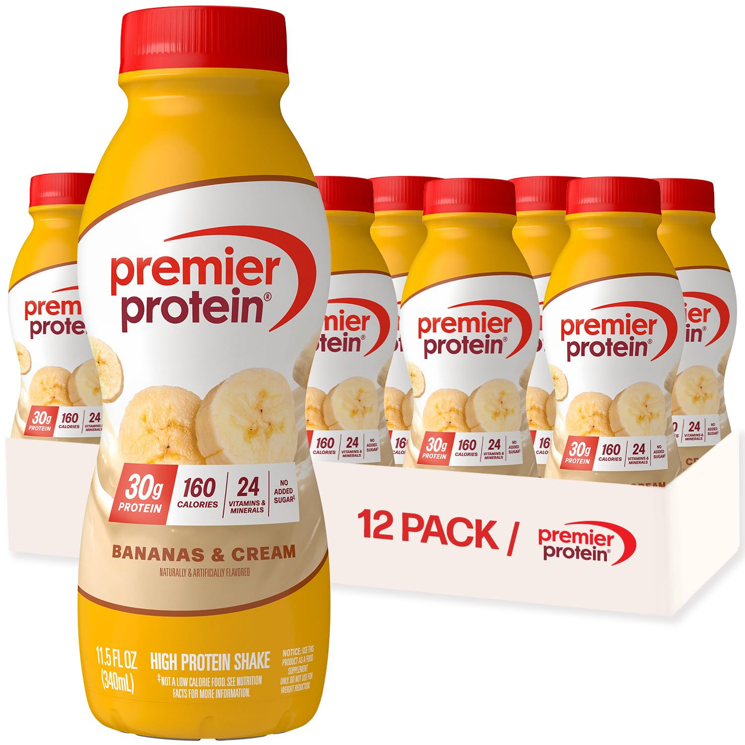Premier Protein Shake, Chocolate, 30g Protein, No Added Sugar, 24 Vitamins & Minerals to Support Immune Health, 11.5 fl oz, 12 Pack