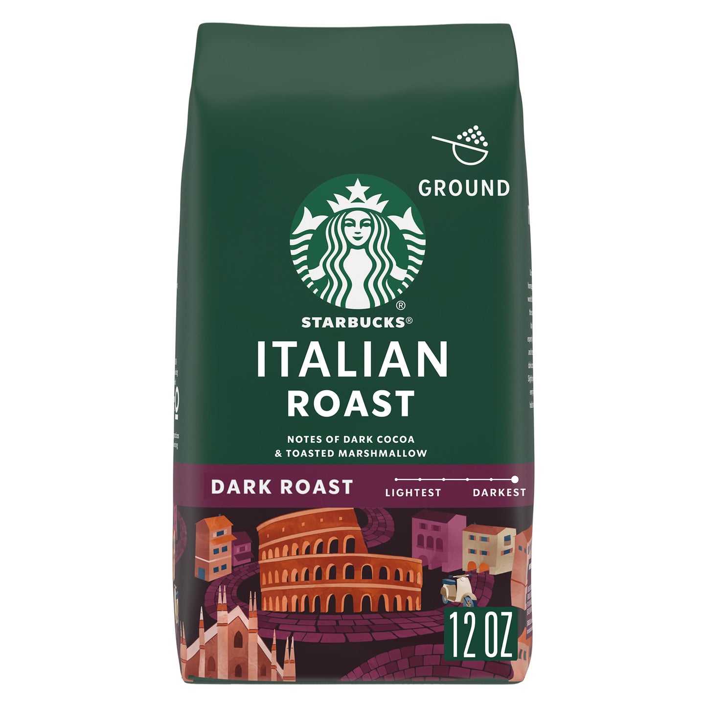Starbucks Ground Coffee, Dark Roast Hot or Iced Coffee, Italian Roast, Six 18 oz Bags​