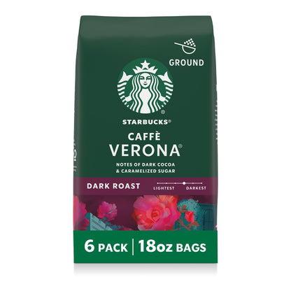 Starbucks Ground Coffee, Dark Roast Hot or Iced Coffee, Italian Roast, Six 18 oz Bags​
