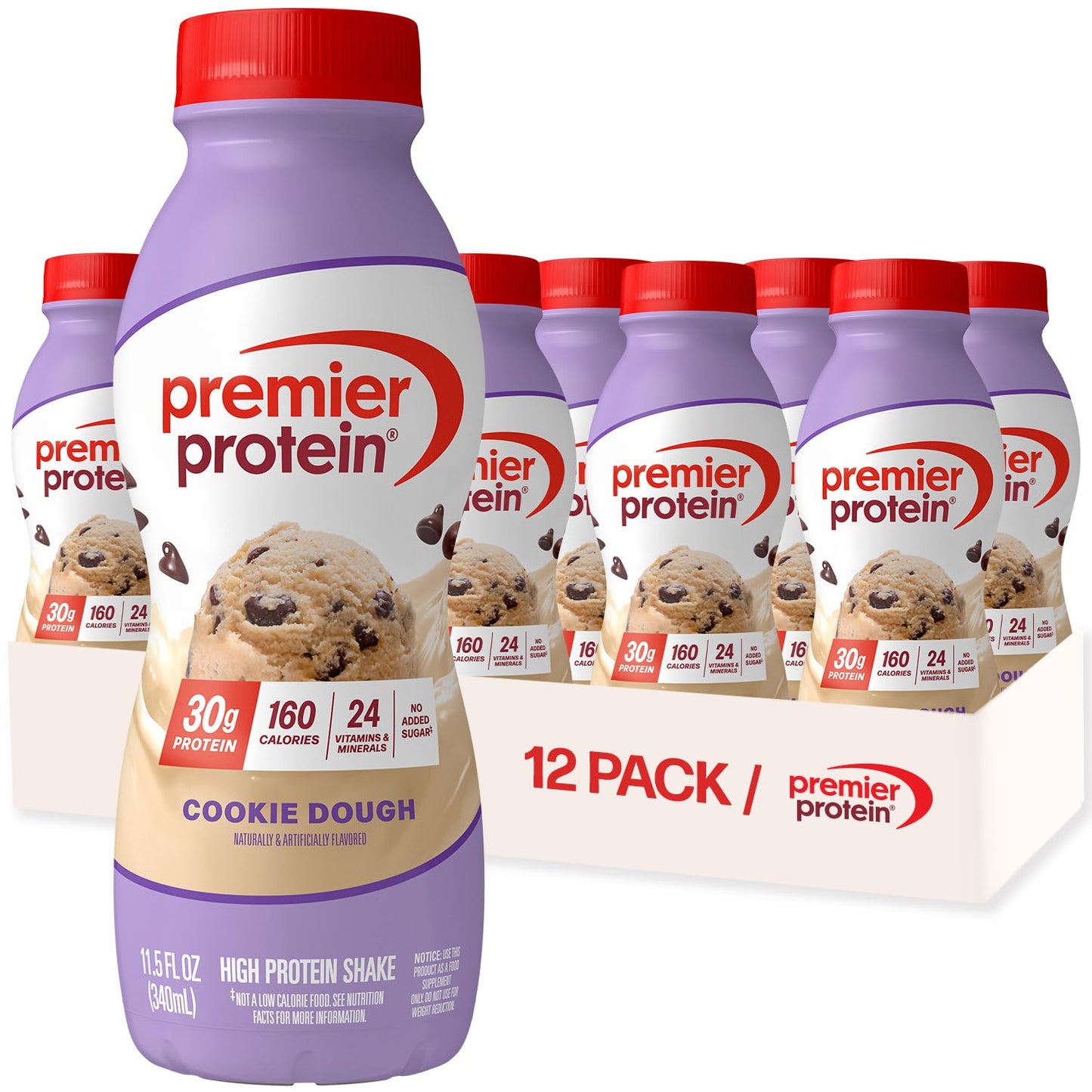 Premier Protein Shake, Chocolate, 30g Protein, No Added Sugar, 24 Vitamins & Minerals to Support Immune Health, 11.5 fl oz, 12 Pack
