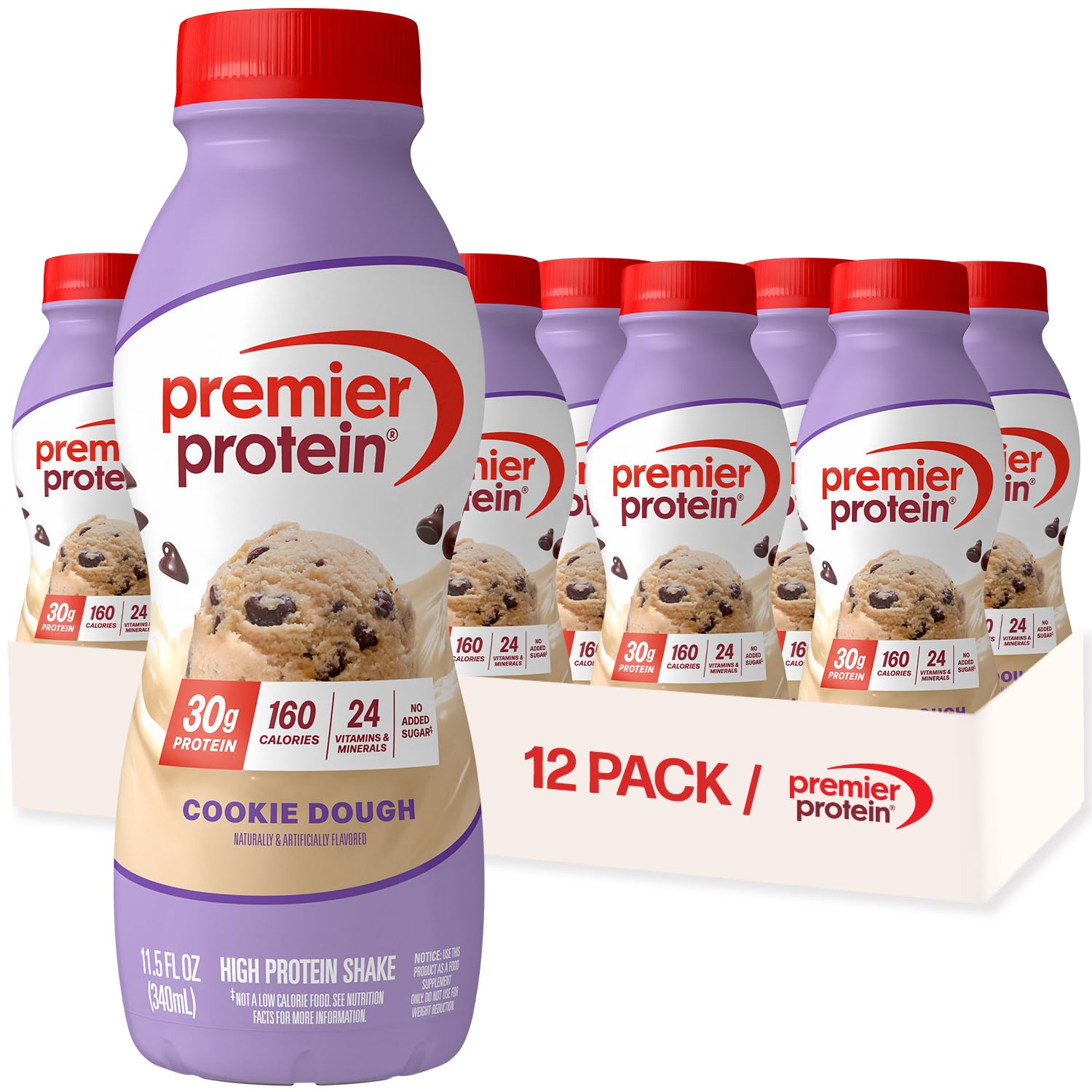 Premier Protein Shake, Chocolate, 30g Protein, No Added Sugar, 24 Vitamins & Minerals to Support Immune Health, 11.5 fl oz, 12 Pack