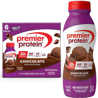 Premier Protein Shake, Chocolate, 30g Protein, No Added Sugar, 24 Vitamins & Minerals to Support Immune Health, 11.5 fl oz, 12 Pack