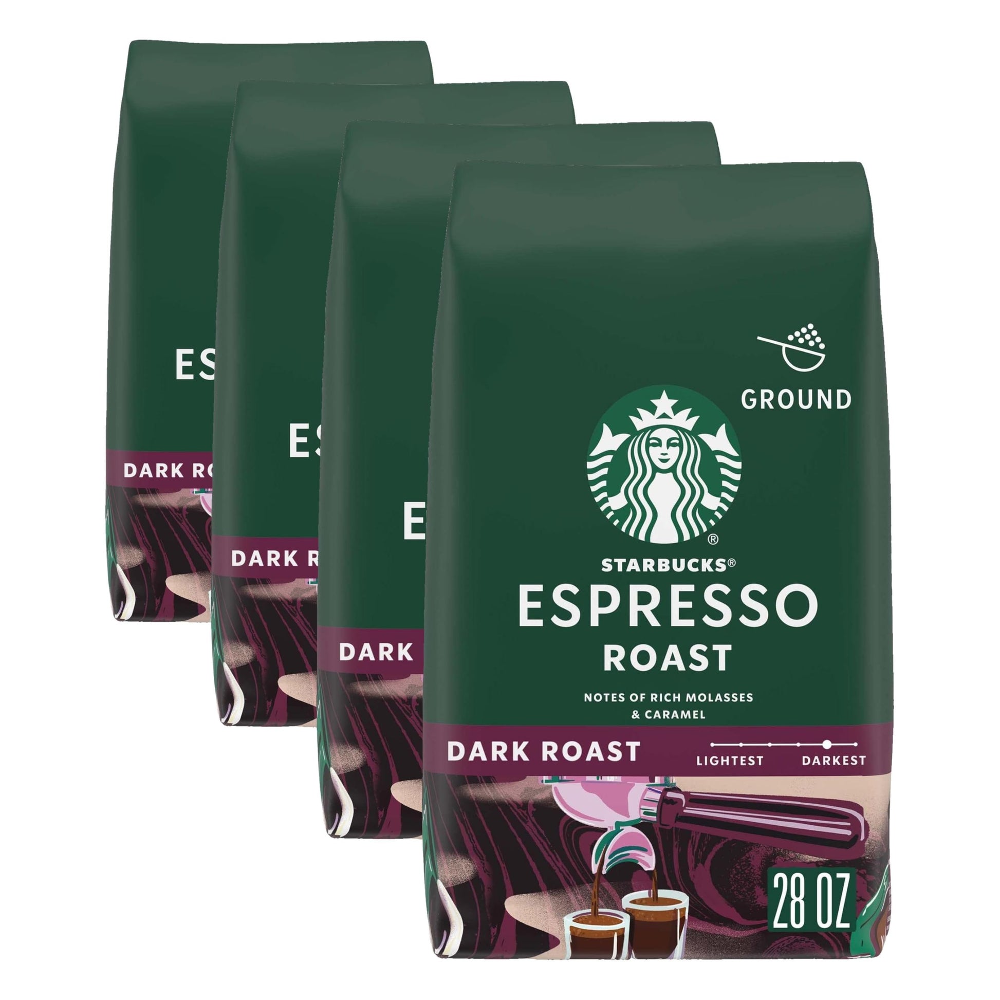Starbucks Ground Coffee, Dark Roast Hot or Iced Coffee, Italian Roast, Six 18 oz Bags​
