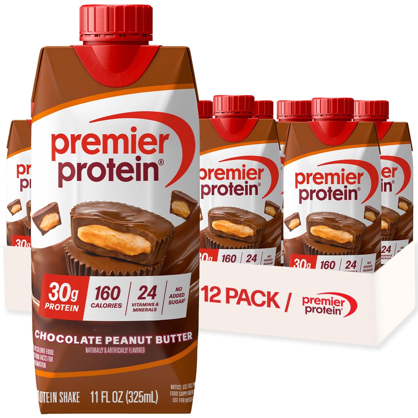 Premier Protein Shake, Café Latte with Caffeine for Energy – 30g Protein, No Added Sugar, 24 Vitamins & Minerals to Support Immune Health, 11 fl oz, 12 Pack