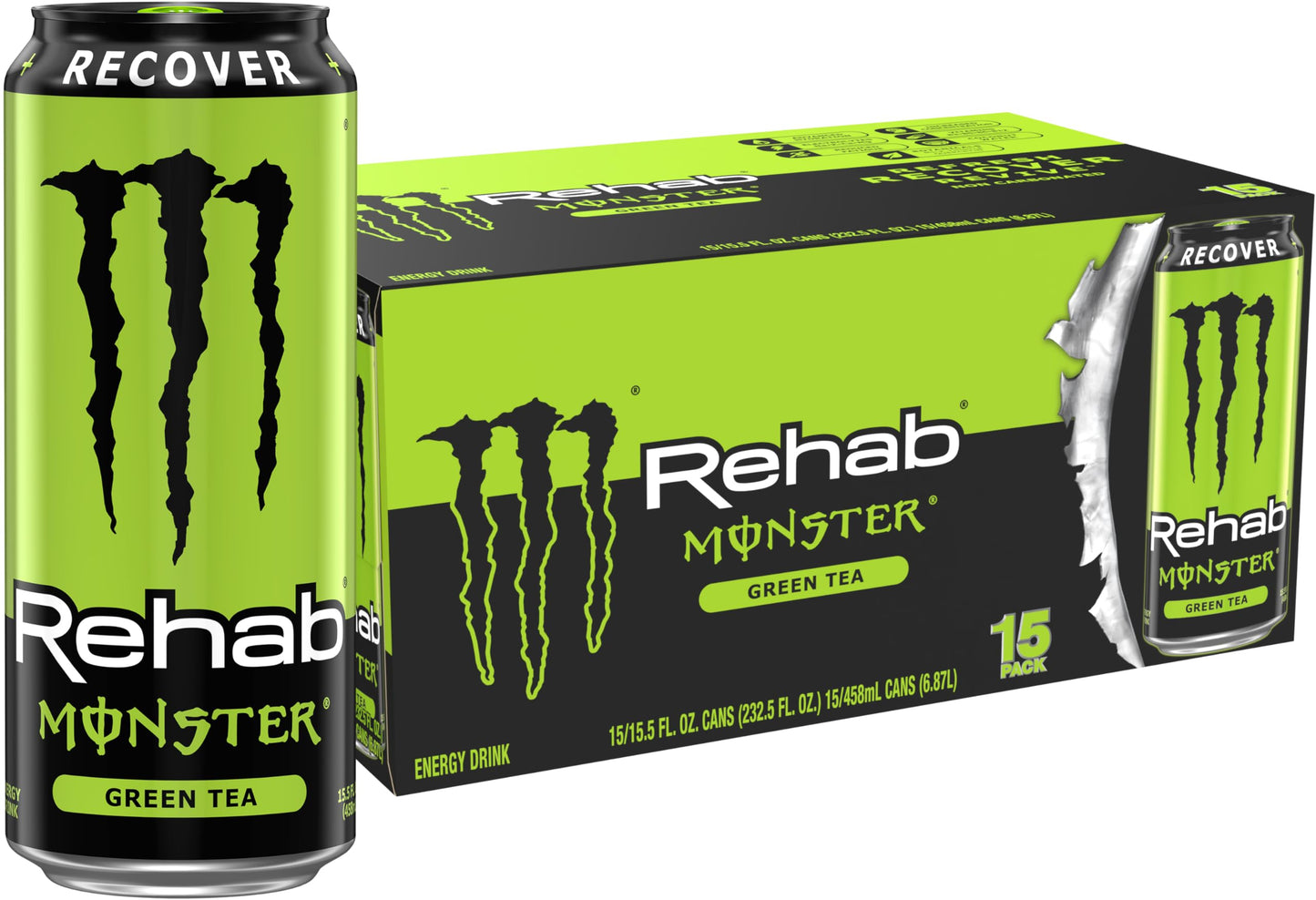 Monster Rehab Tea + Lemonade + Energy, Energy Drink 15.5 Ounce | Energy Iced Tea