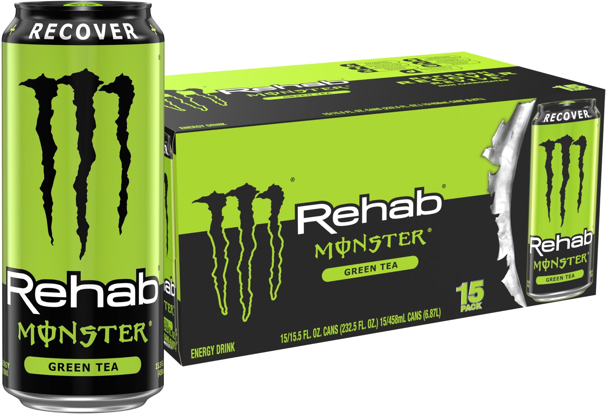 Monster Rehab Tea + Lemonade + Energy, Energy Drink 15.5 Ounce | Energy Iced Tea
