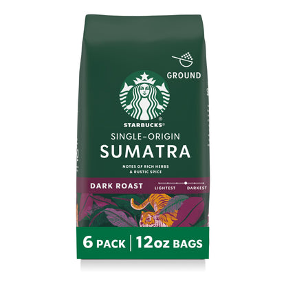 Starbucks Ground Coffee, Dark Roast Hot or Iced Coffee, Italian Roast, Six 18 oz Bags​
