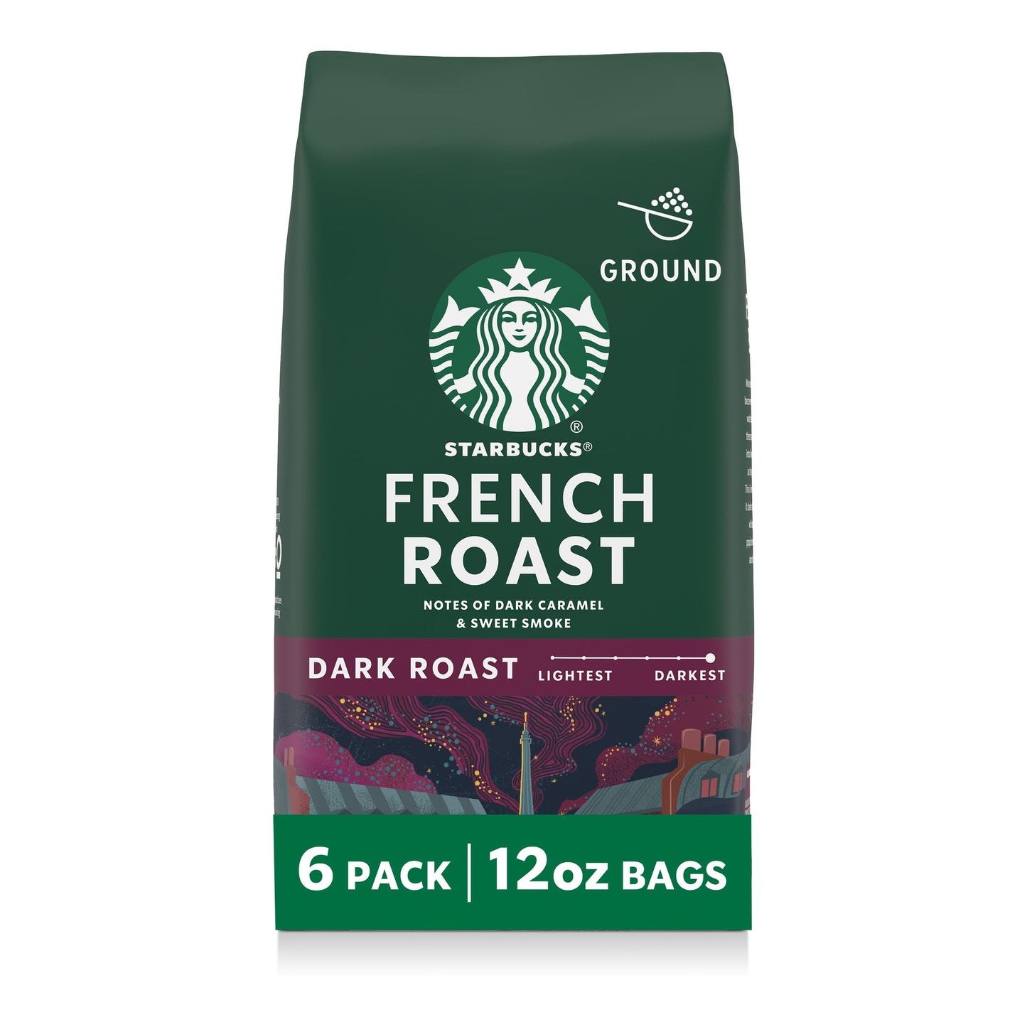 Starbucks Ground Coffee, Dark Roast Hot or Iced Coffee, Italian Roast, Six 18 oz Bags​
