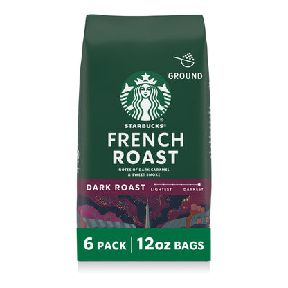 Starbucks Ground Coffee, Dark Roast Hot or Iced Coffee, Italian Roast, Six 18 oz Bags​