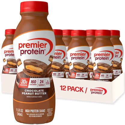 Premier Protein Shake, Chocolate, 30g Protein, No Added Sugar, 24 Vitamins & Minerals to Support Immune Health, 11.5 fl oz, 12 Pack