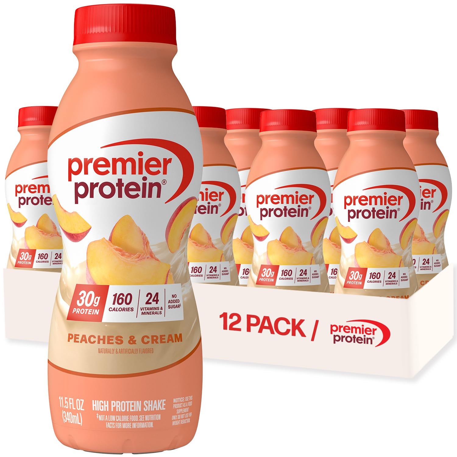 Premier Protein Shake, Chocolate, 30g Protein, No Added Sugar, 24 Vitamins & Minerals to Support Immune Health, 11.5 fl oz, 12 Pack