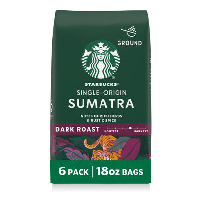 Starbucks Ground Coffee, Dark Roast Hot or Iced Coffee, Italian Roast, Six 18 oz Bags​