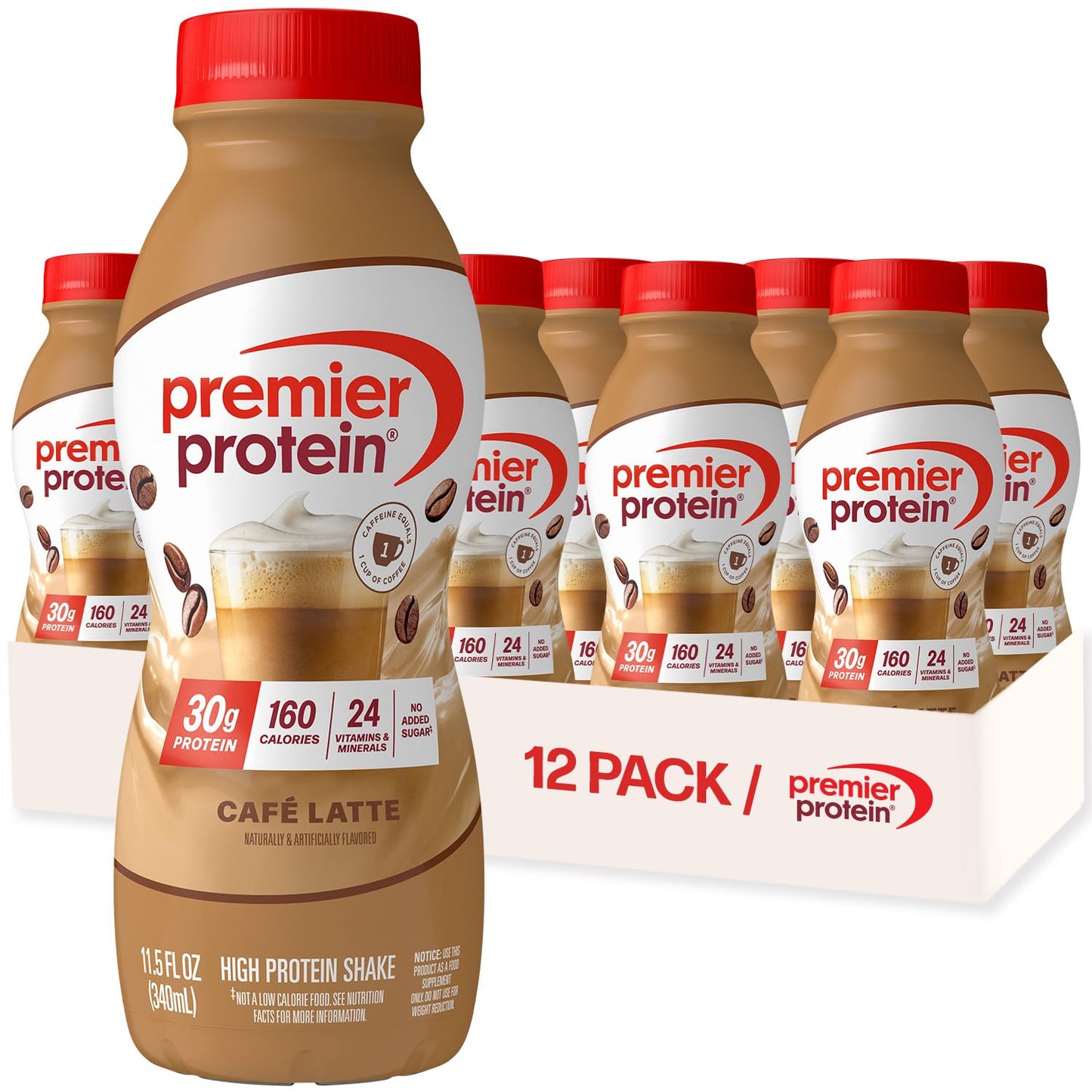Premier Protein Shake, Chocolate, 30g Protein, No Added Sugar, 24 Vitamins & Minerals to Support Immune Health, 11.5 fl oz, 12 Pack