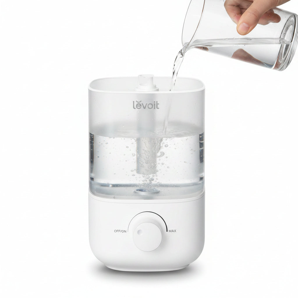 LEVOIT Top Fill Humidifiers for Bedroom, 2.5L Tank for Large Room, Easy to Fill & Clean, 28dB Quiet Cool Mist Air Humidifier for Home Baby Nursery & Plants, Auto Shut-off for Safety, 25H