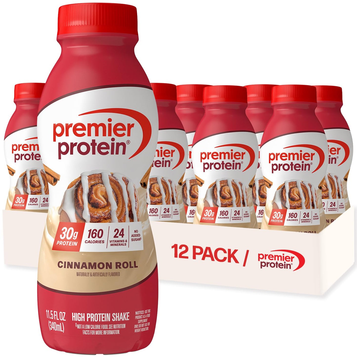 Premier Protein Shake, Chocolate, 30g Protein, No Added Sugar, 24 Vitamins & Minerals to Support Immune Health, 11.5 fl oz, 12 Pack