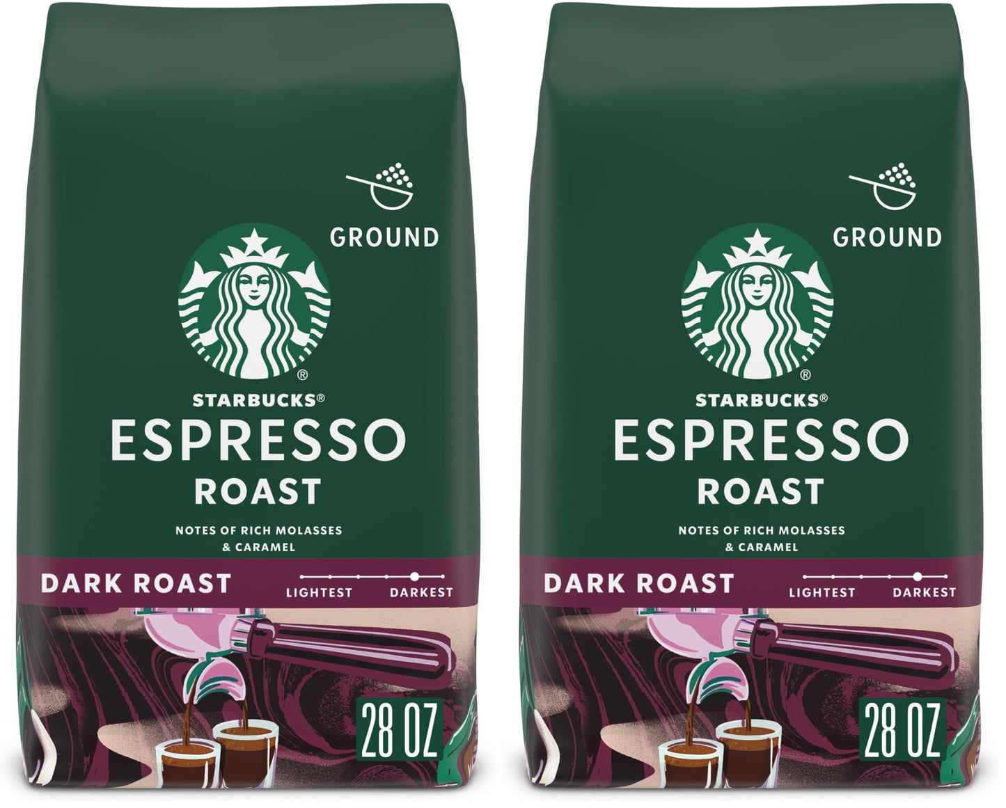Starbucks Ground Coffee, Dark Roast Hot or Iced Coffee, Italian Roast, Six 18 oz Bags​