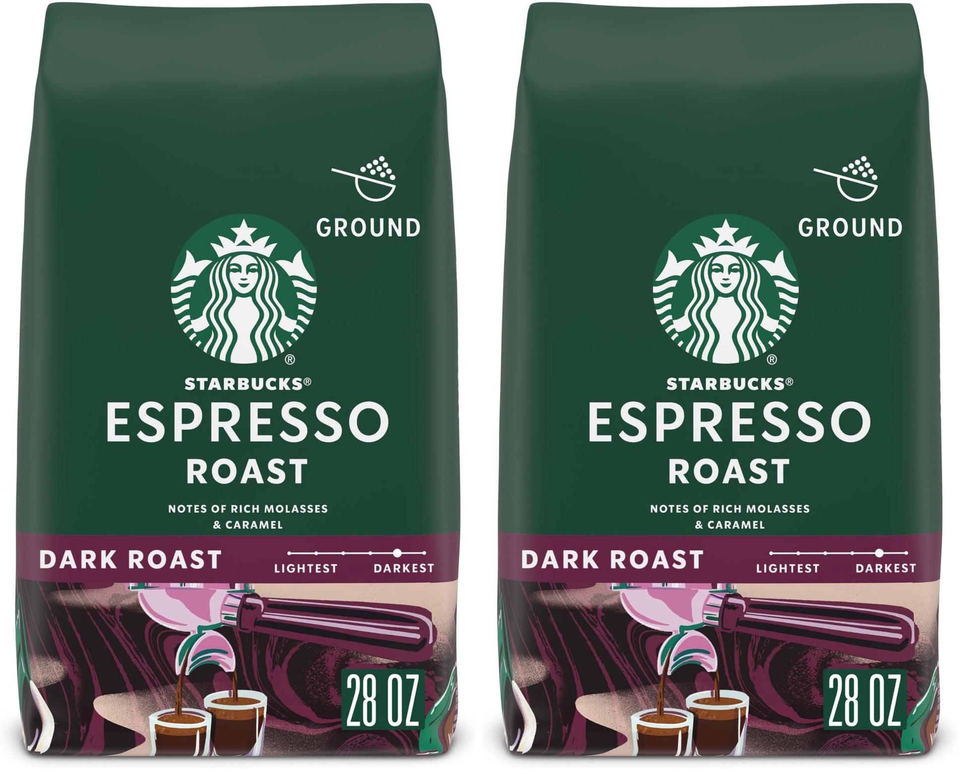 Starbucks Ground Coffee, Dark Roast Hot or Iced Coffee, Italian Roast, Six 18 oz Bags​