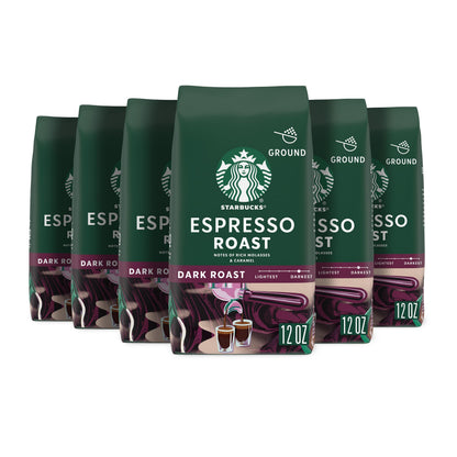 Starbucks Ground Coffee, Dark Roast Hot or Iced Coffee, Italian Roast, Six 18 oz Bags​