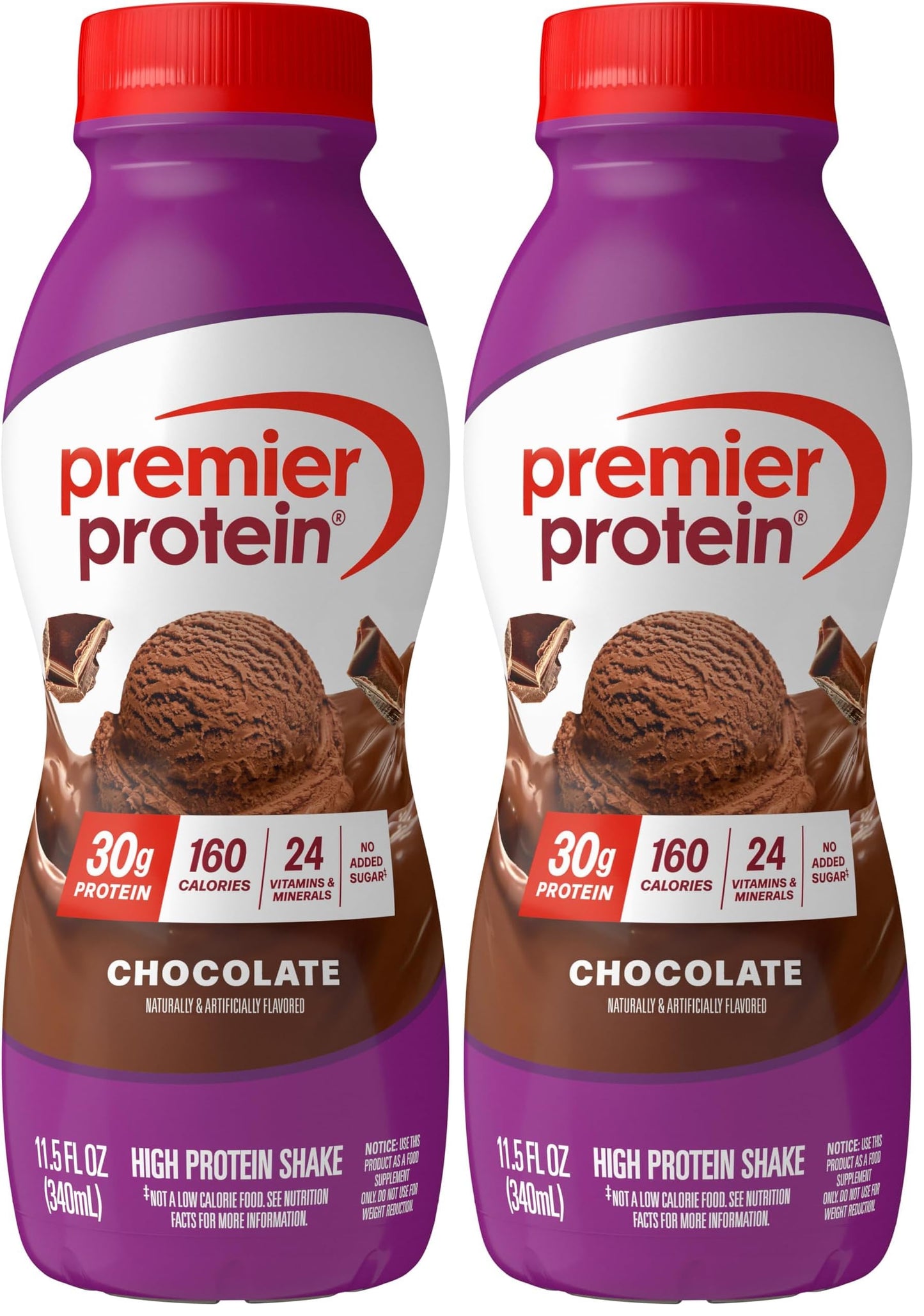 Premier Protein Shake, Chocolate, 30g Protein, No Added Sugar, 24 Vitamins & Minerals to Support Immune Health, 11.5 fl oz, 12 Pack