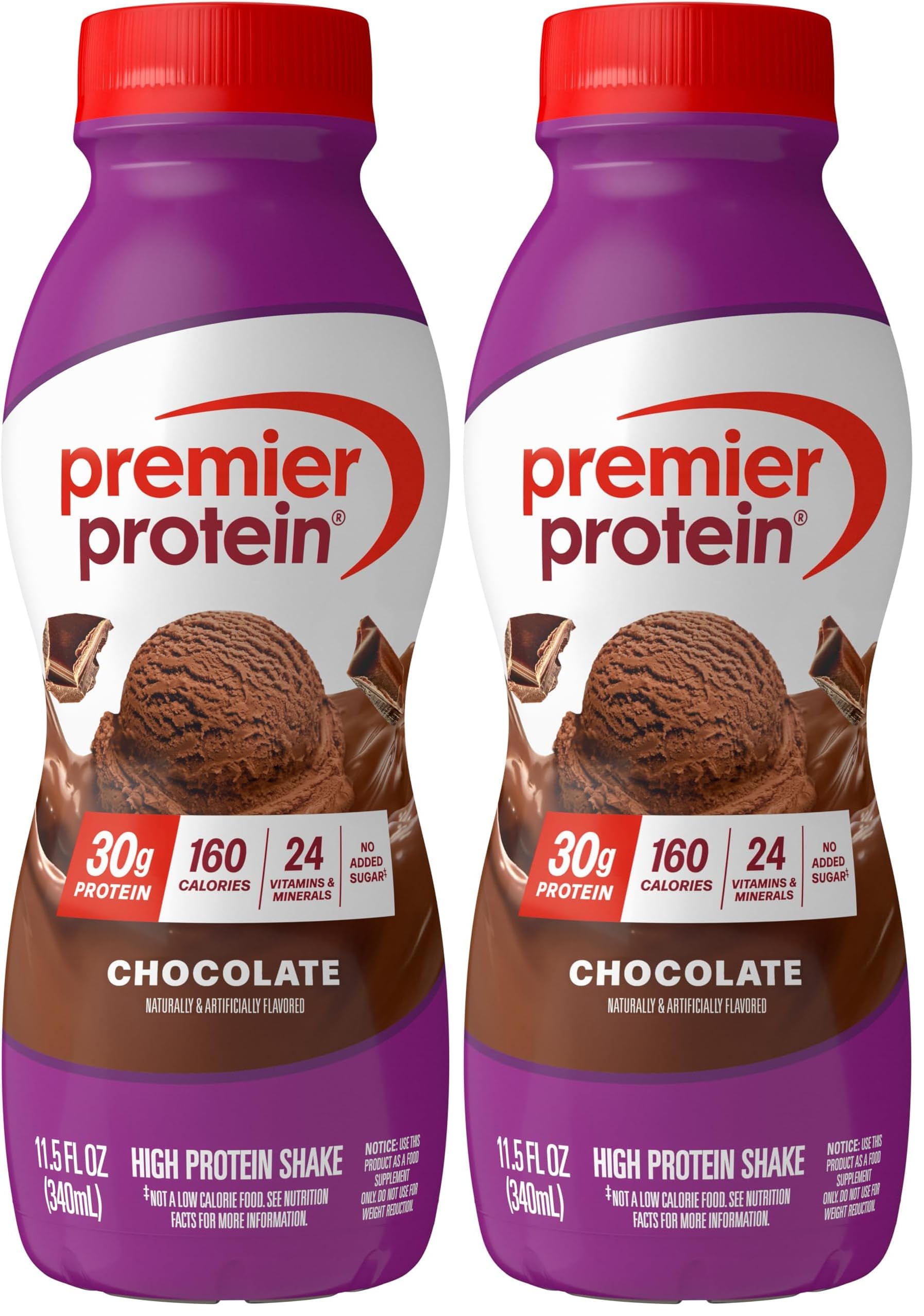 Premier Protein Shake, Chocolate, 30g Protein, No Added Sugar, 24 Vitamins & Minerals to Support Immune Health, 11.5 fl oz, 12 Pack