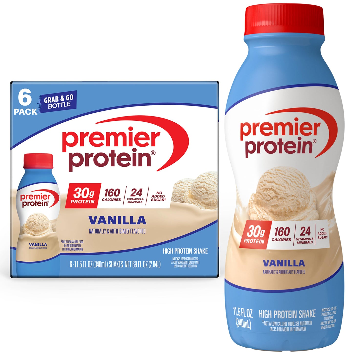 Premier Protein Shake, Chocolate, 30g Protein, No Added Sugar, 24 Vitamins & Minerals to Support Immune Health, 11.5 fl oz, 12 Pack