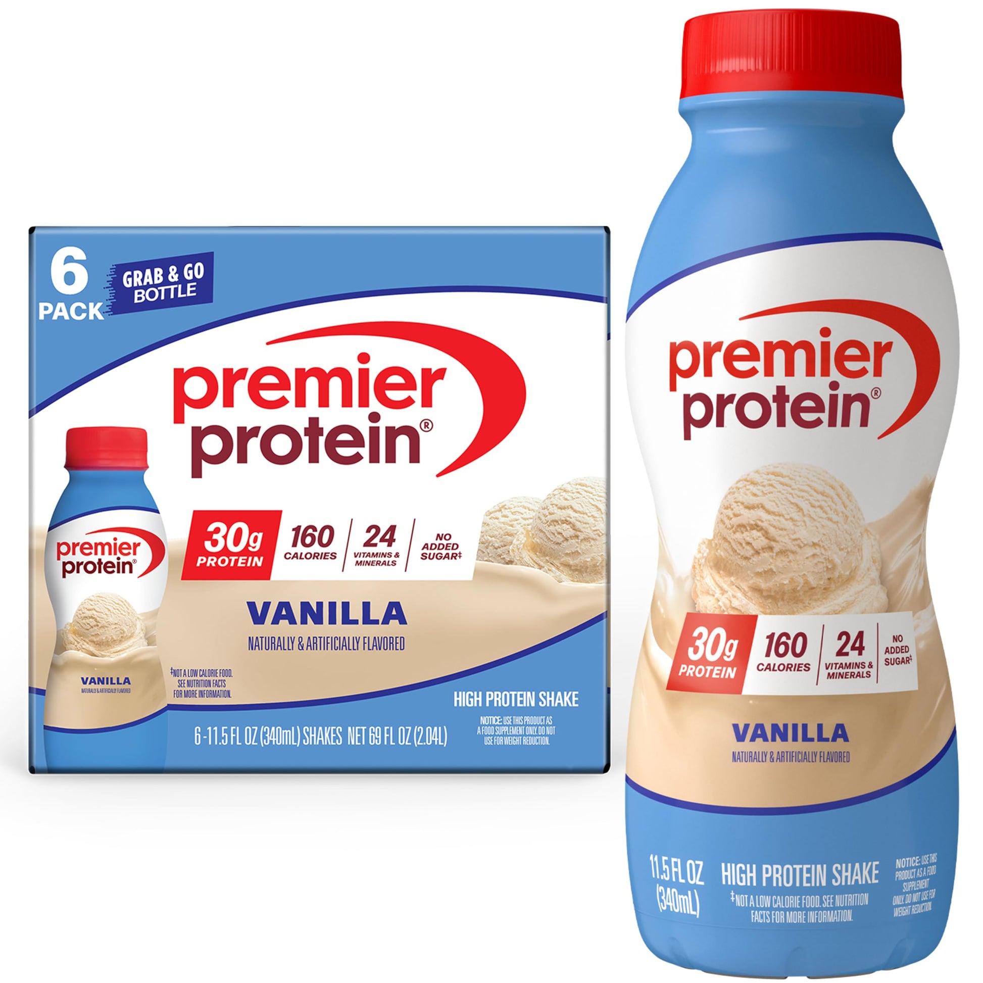 Premier Protein Shake, Chocolate, 30g Protein, No Added Sugar, 24 Vitamins & Minerals to Support Immune Health, 11.5 fl oz, 12 Pack