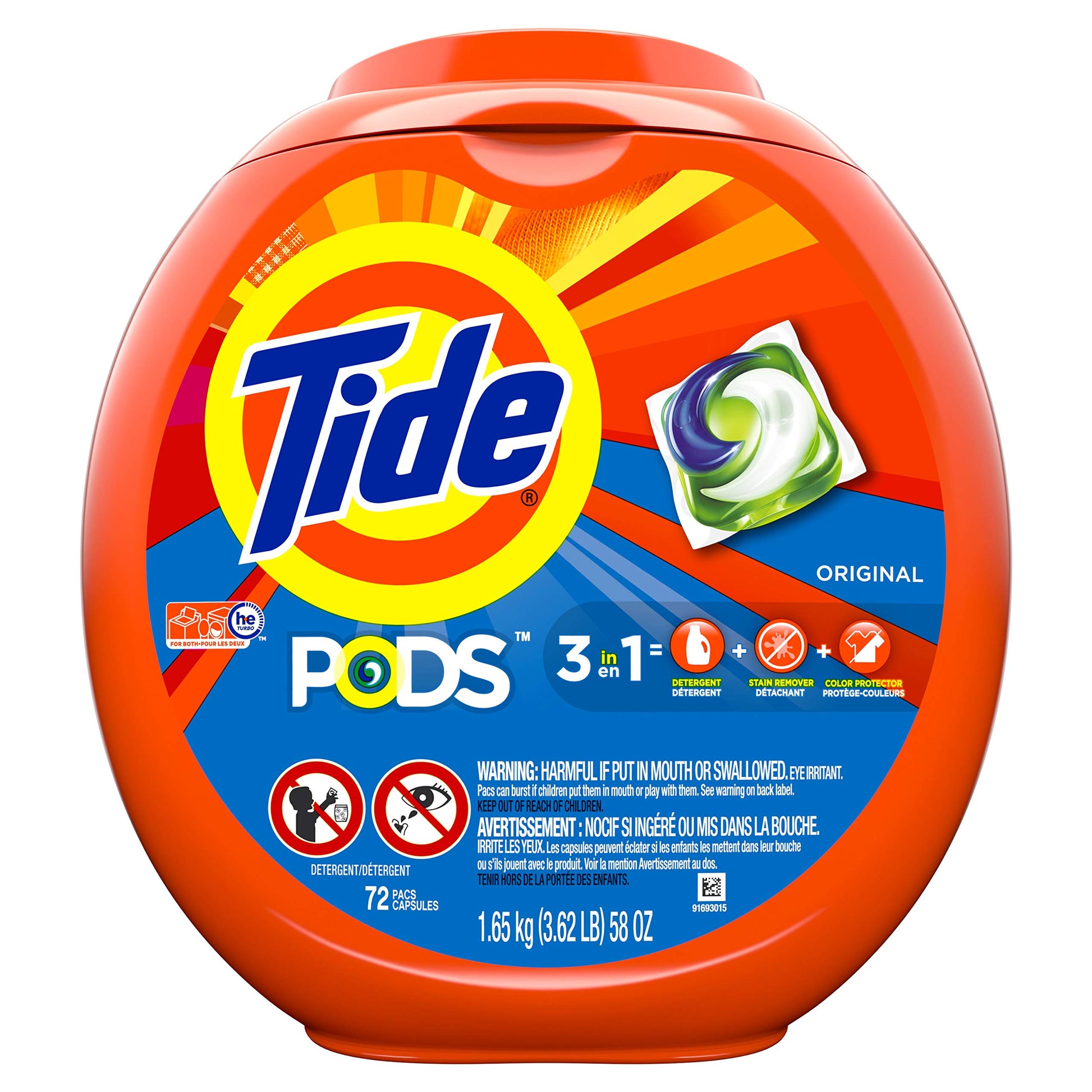 Tide PODS laundry detergent pacs, 3-in-1 Stain Remover, Odor Fighter, Color Protector, 112 Count, HE compatible, Spring Meadow Scent