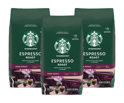Starbucks Ground Coffee, Dark Roast Hot or Iced Coffee, Italian Roast, Six 18 oz Bags​