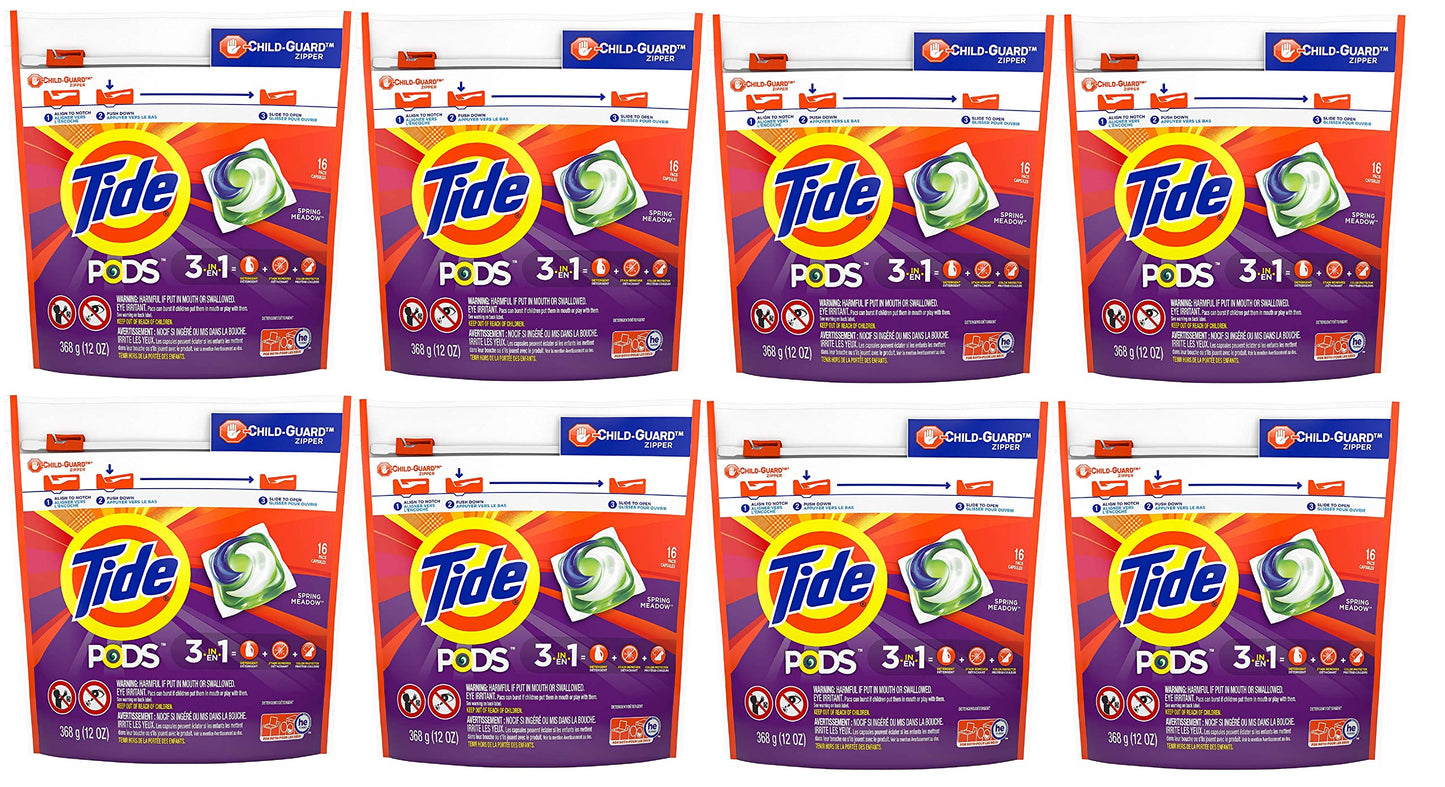 Tide PODS laundry detergent pacs, 3-in-1 Stain Remover, Odor Fighter, Color Protector, 112 Count, HE compatible, Spring Meadow Scent