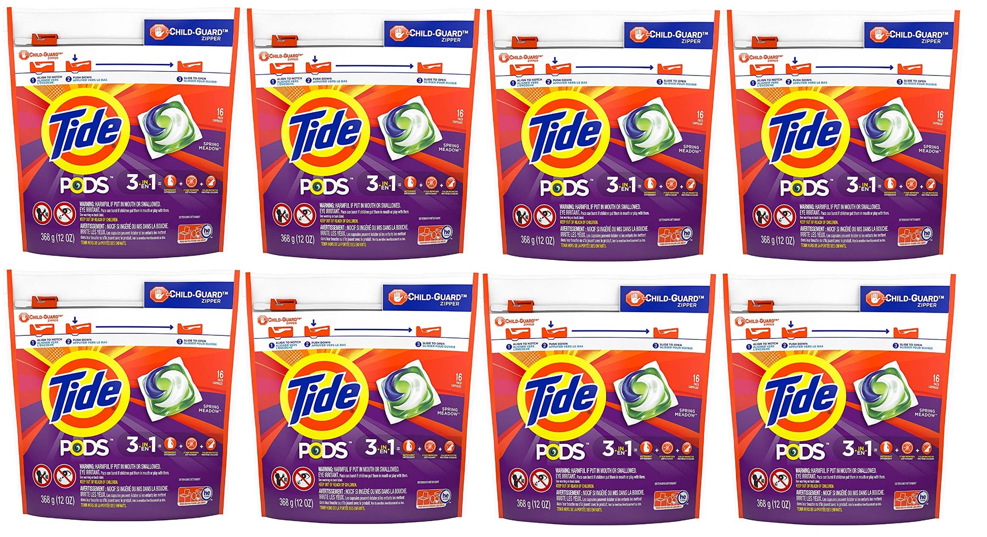 Tide PODS laundry detergent pacs, 3-in-1 Stain Remover, Odor Fighter, Color Protector, 112 Count, HE compatible, Spring Meadow Scent